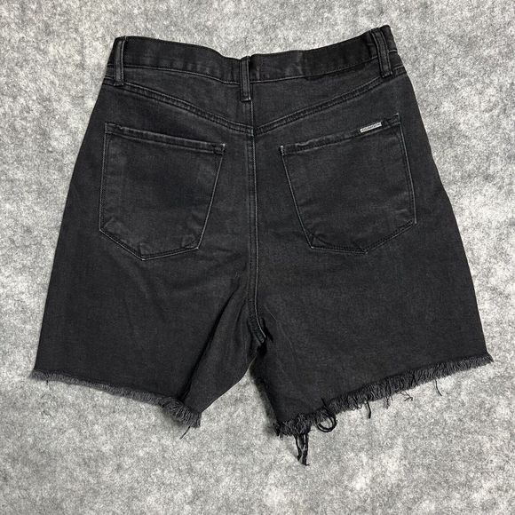INSANE GENE CROSSOVER High Waist Jeans Shorts Women's S Black Distressed - Picture 5 of 17